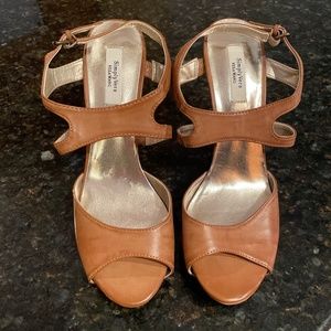 Simply Vera Vera Wang Stiletto Heel, Open Toe Brown Women's Shoes Size 9